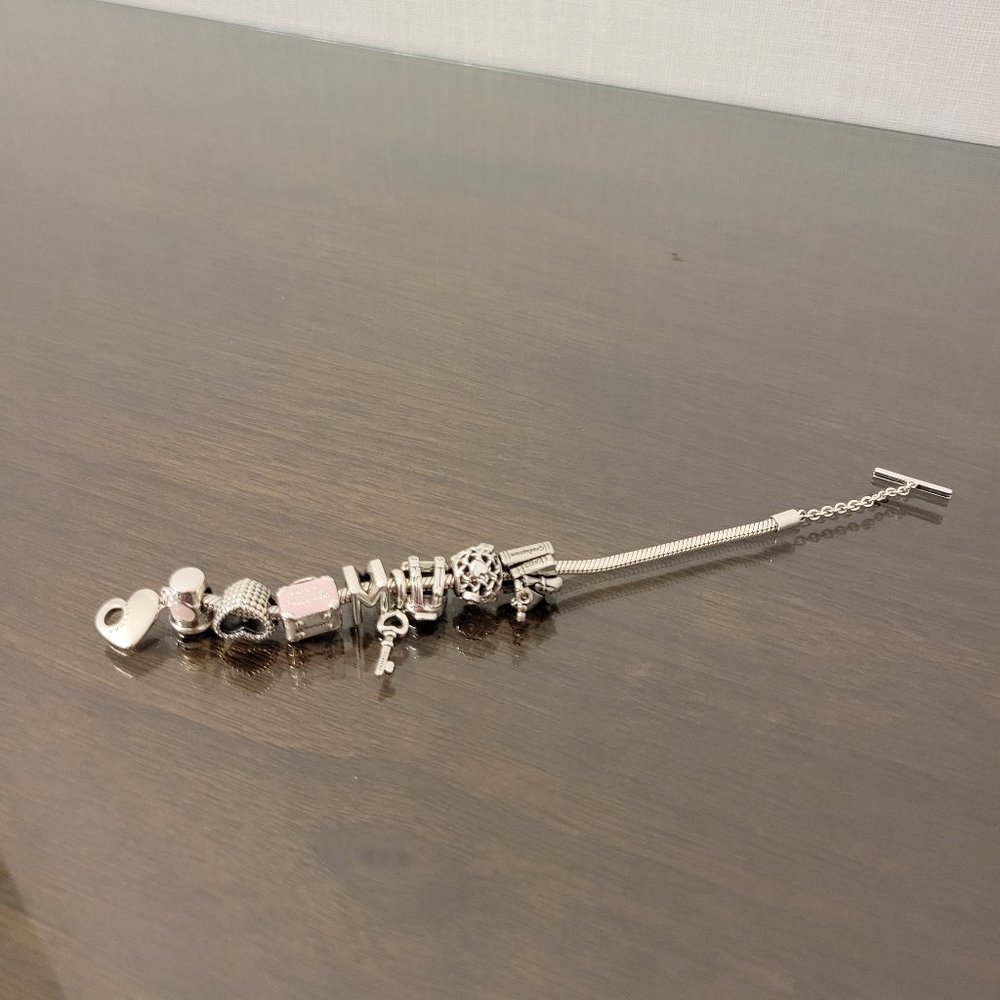Pandora bracelet and eight charms
